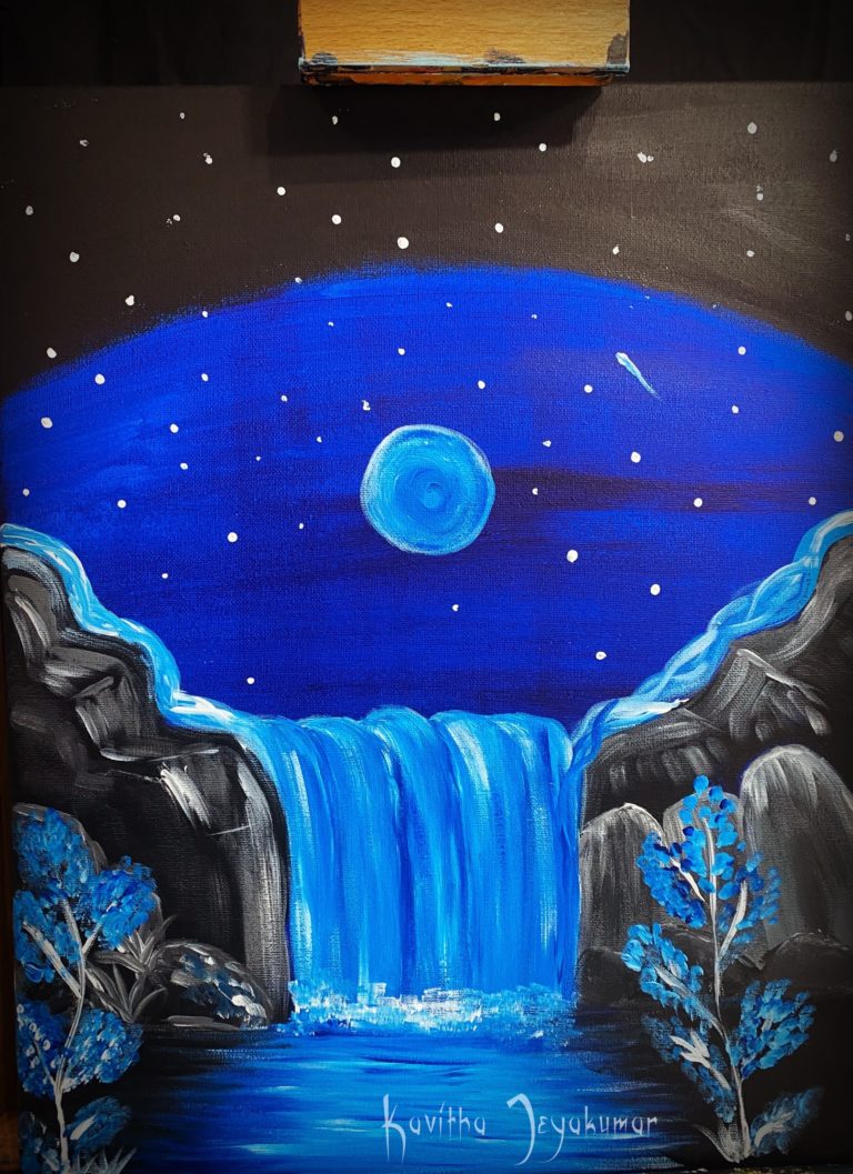 MOONLIGHT NIGHT LANDSCAPE EASY PAINTING STEP BY STEP ACRYLIC TUTORIALS